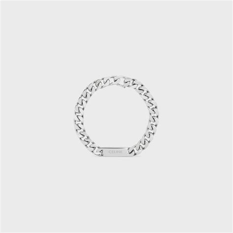 celine gourmette|Celine Gourmette Bracelet in Brass with Rhodium Finish.